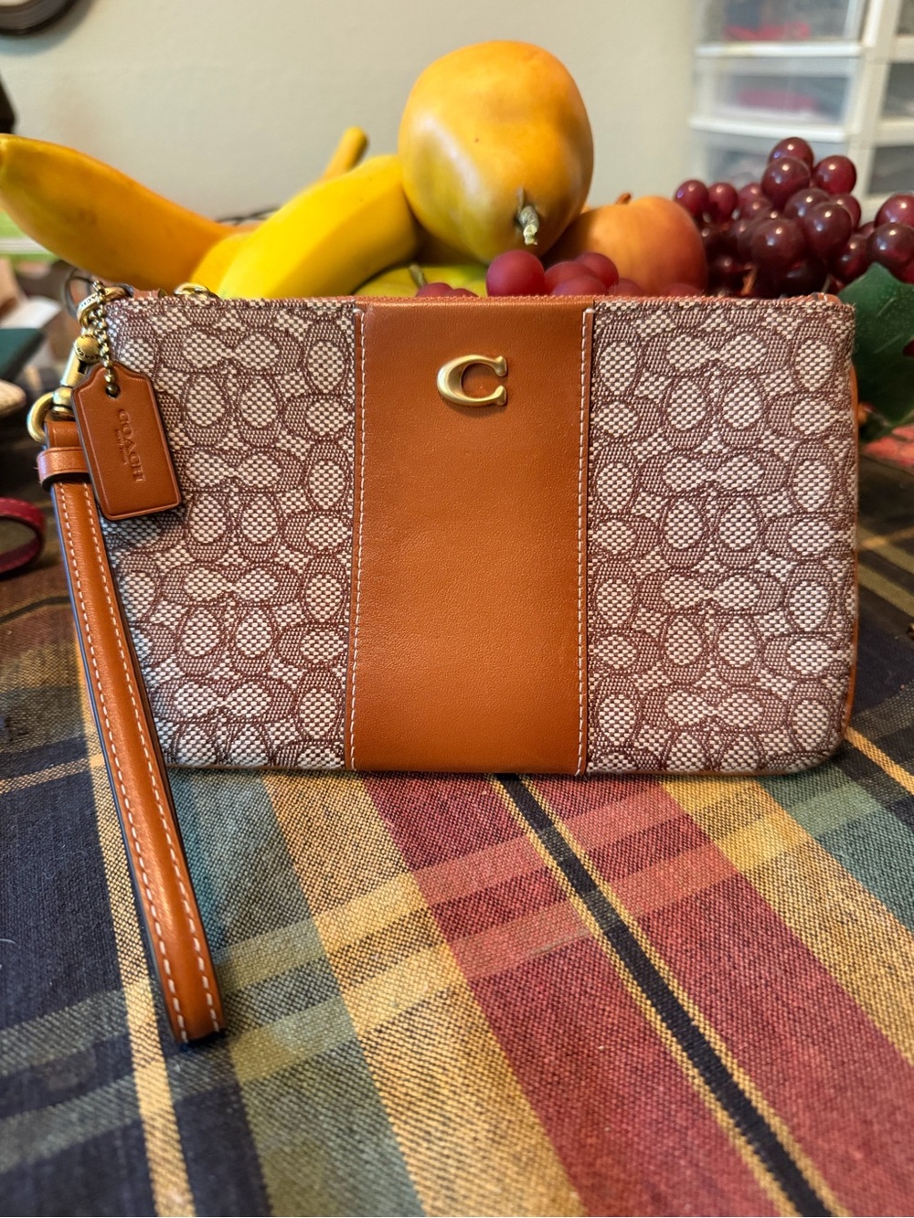 Coach Mini Signature Jacquard Wristlet